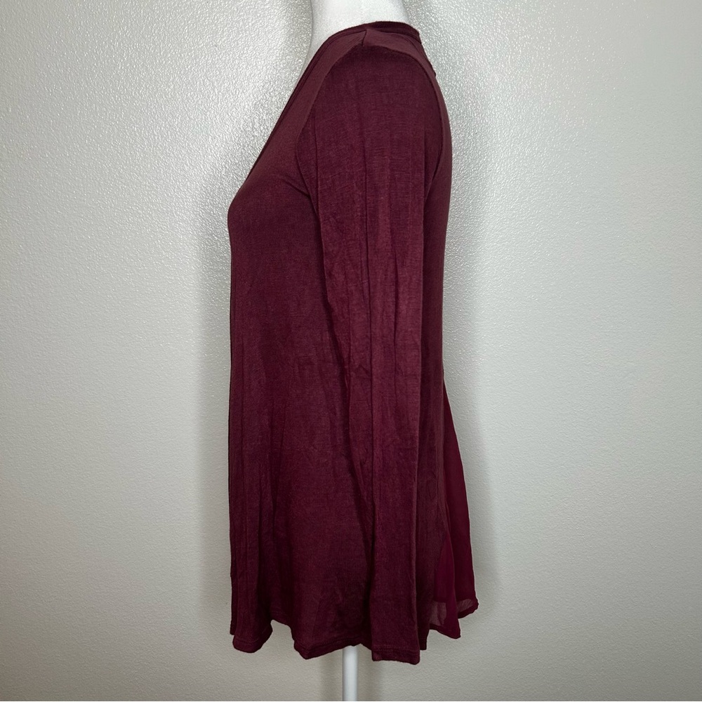 B Collection by Bobeau Womens Burgundy Open Front Lightweight Cardigan Size S - Picture 4 of 9